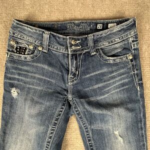 Miss Me Womens Boot Cut Jeans Sz 28/Inseam 32.5” JP5002-16 Embellished Pocket